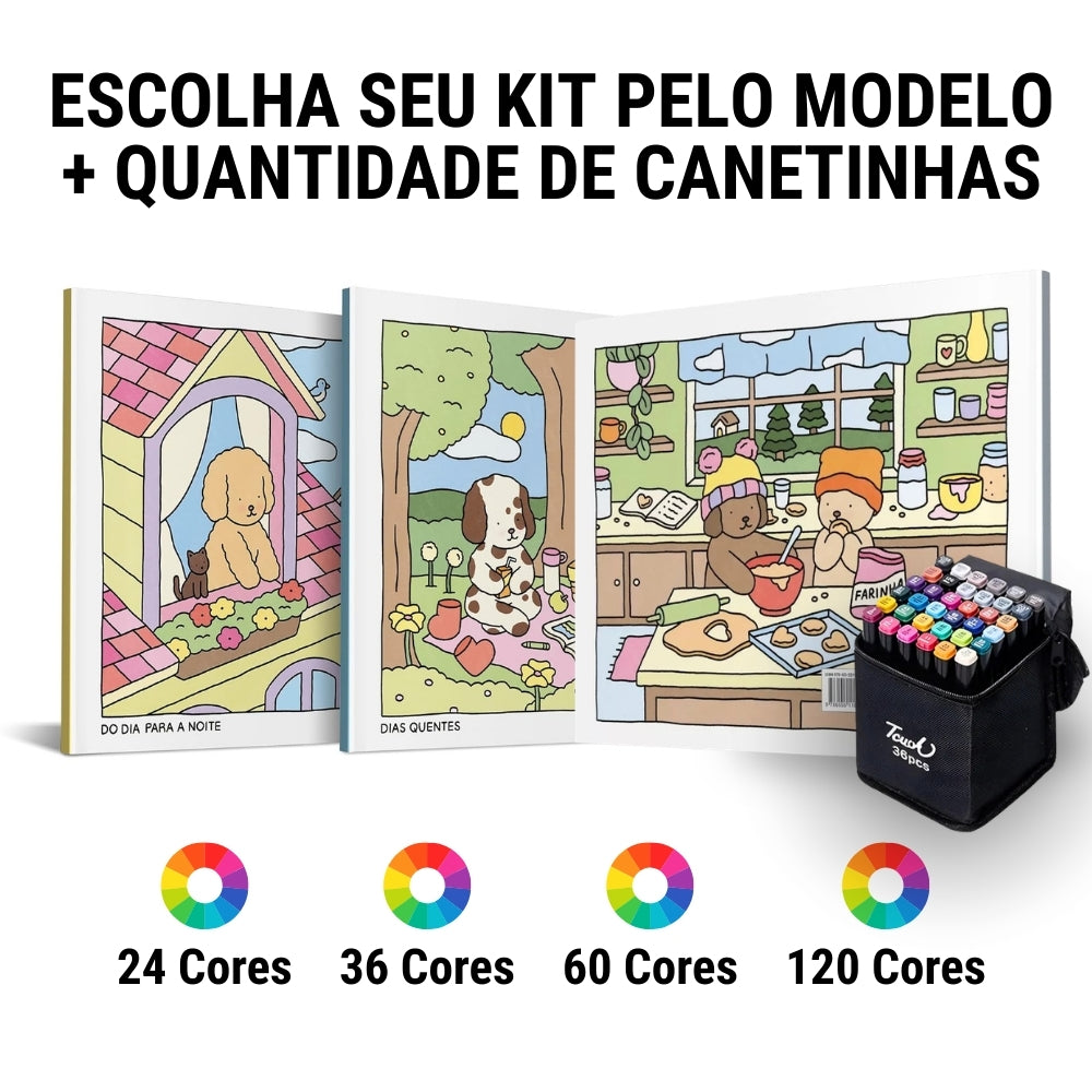 Kit Livros (20 Paginas) + Canetinhas Bobbie Goods™