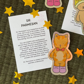 Sticker Glitter Dr. Parmesan + Cartão Informativo