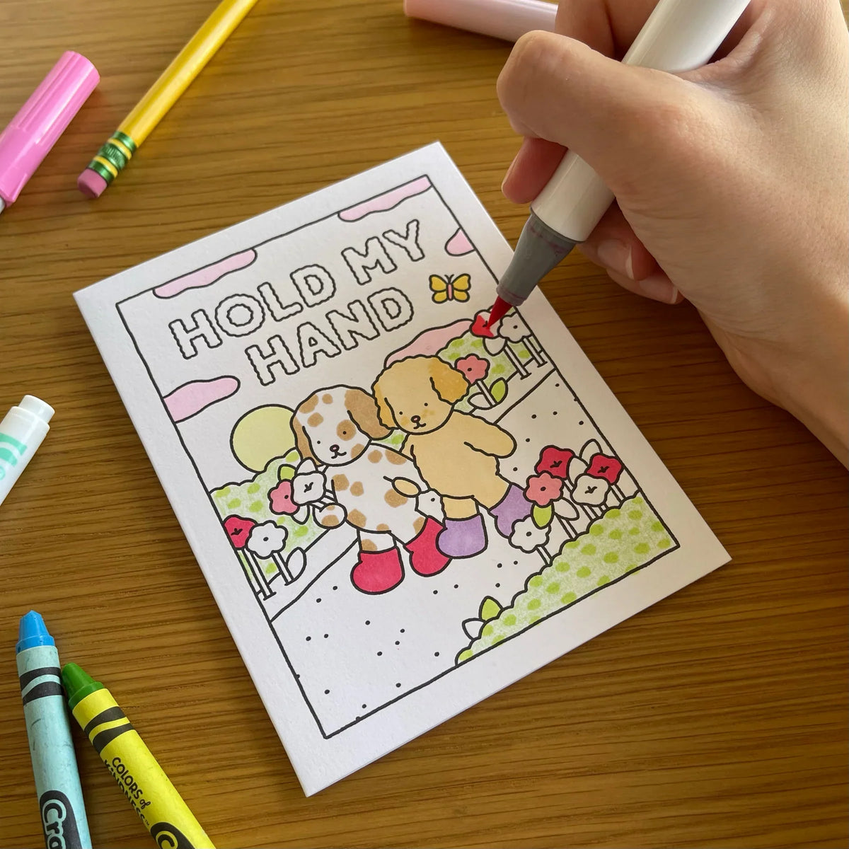 Cartão para Colorir "Segure Minha Mão"