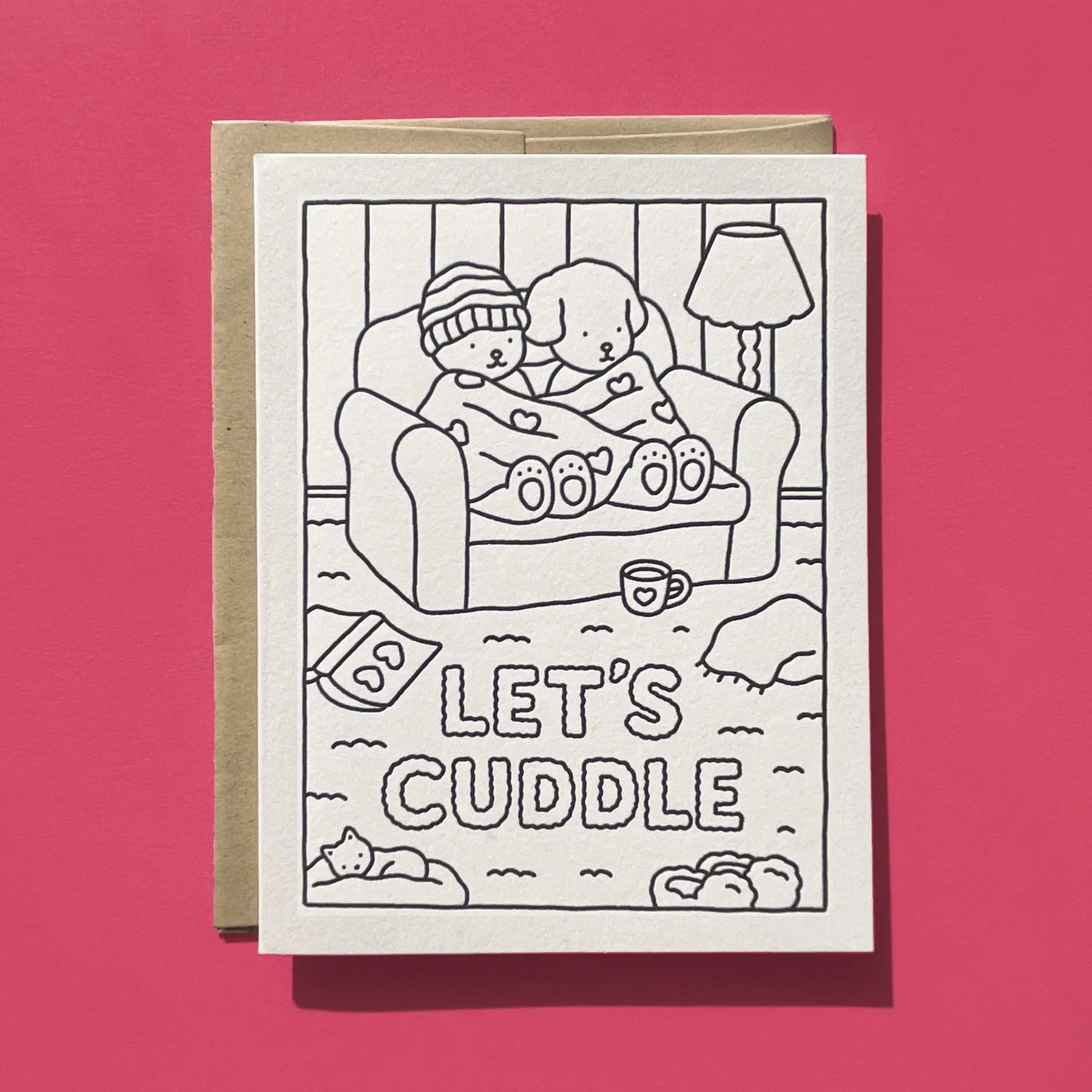 Cartão para Colorir "Vamos Ficar de Conchinha"